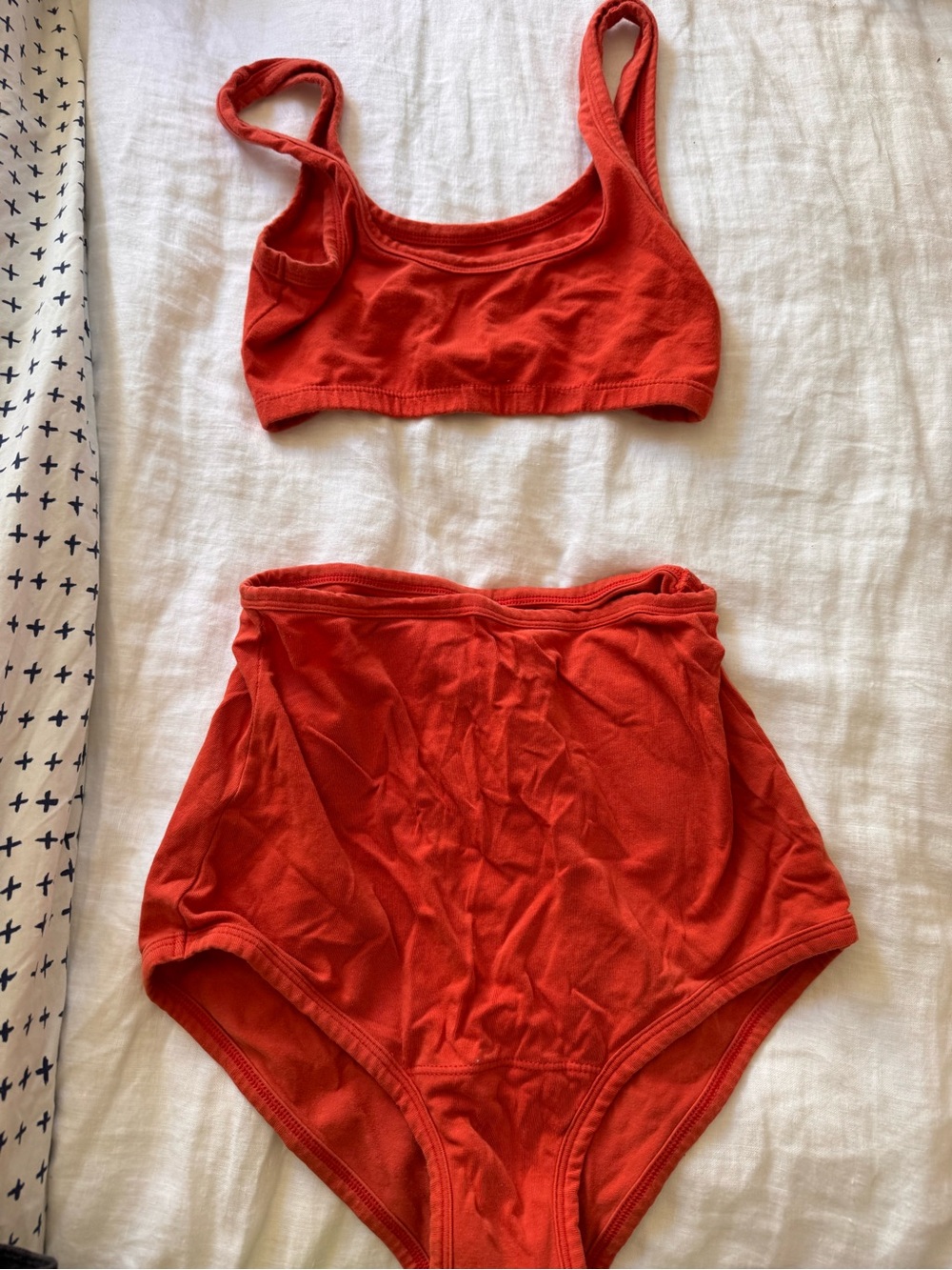 ARQ Red Crop Bralette & High-Waist Brief Set
